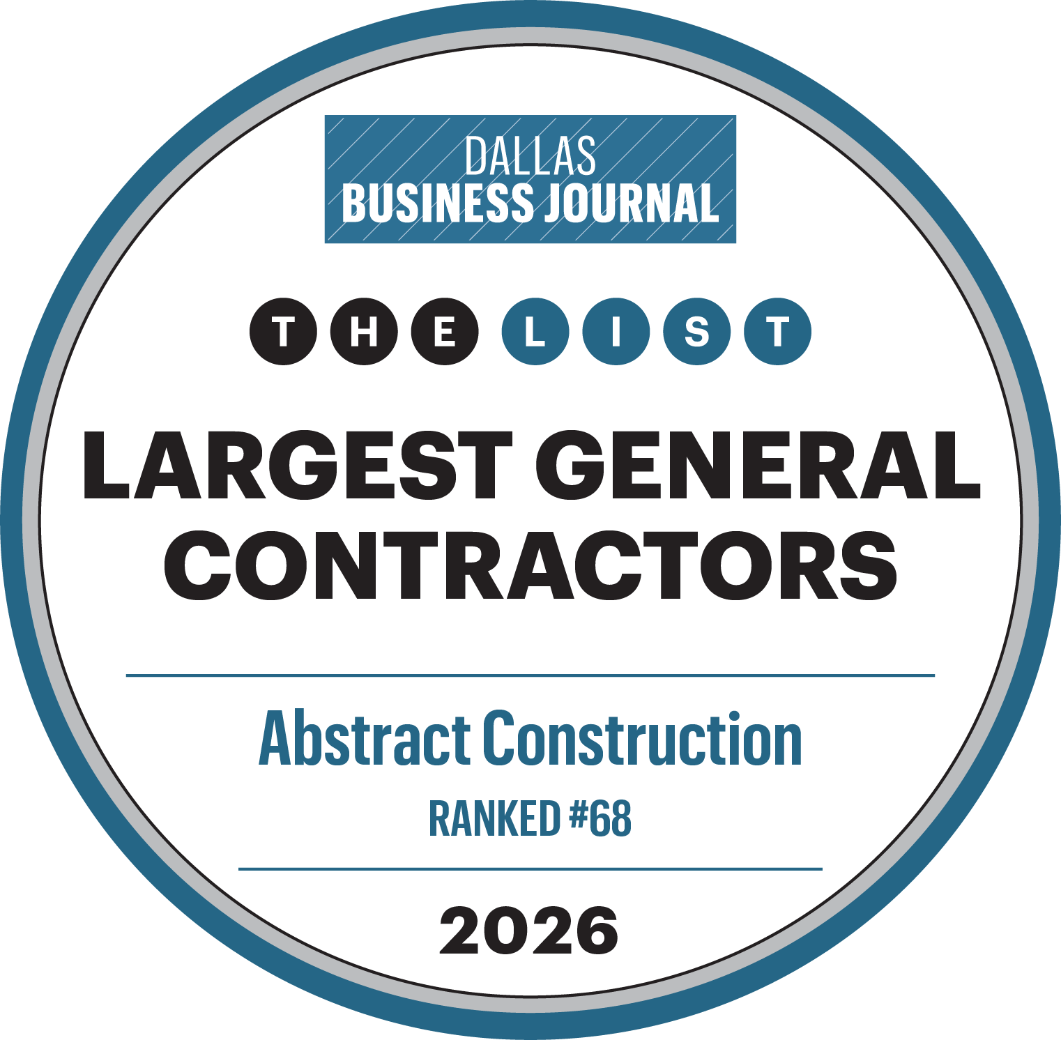 Abstract Construction ranked #68 on DBJ Largest General Contractors list